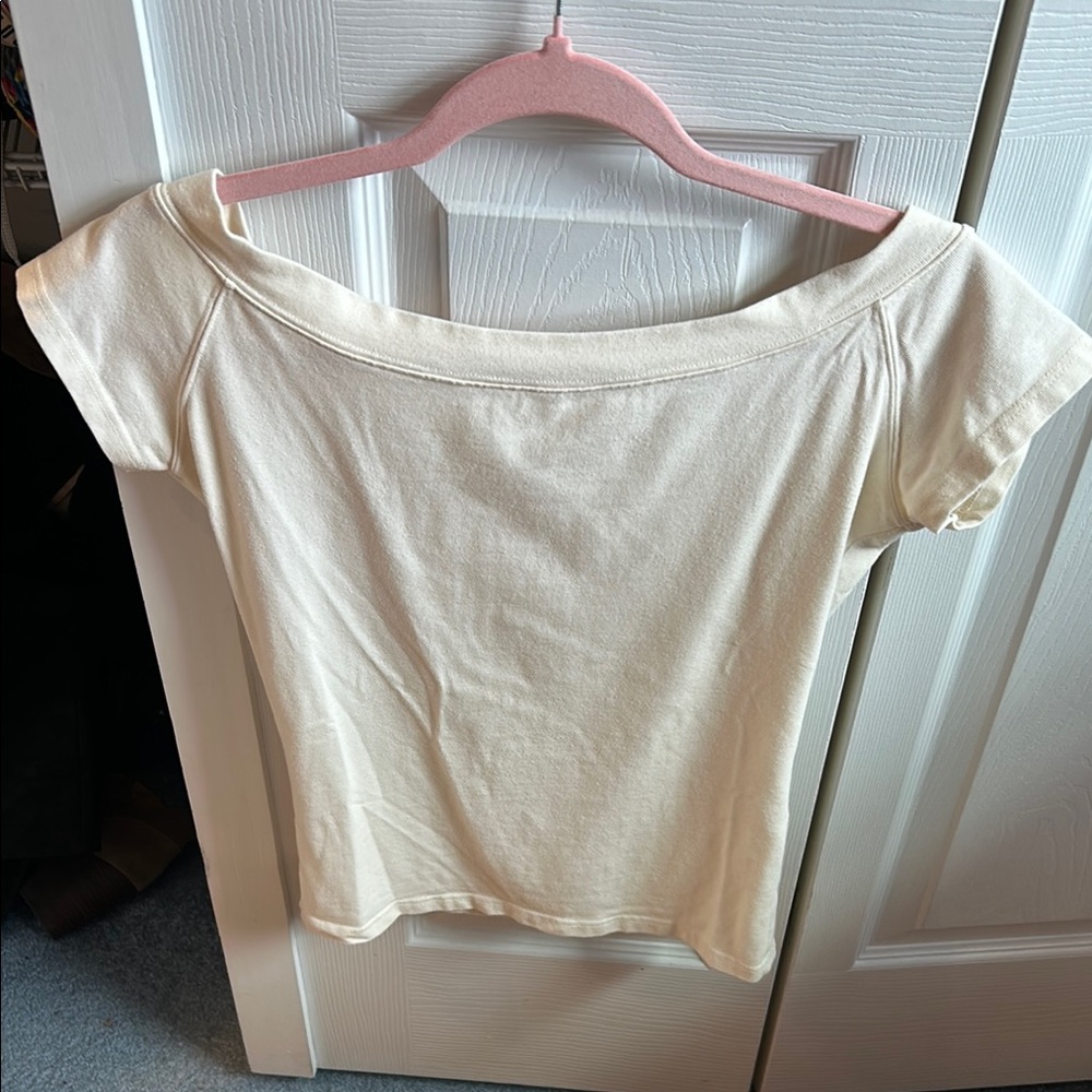 Cream Off-Shoulder Women's Top